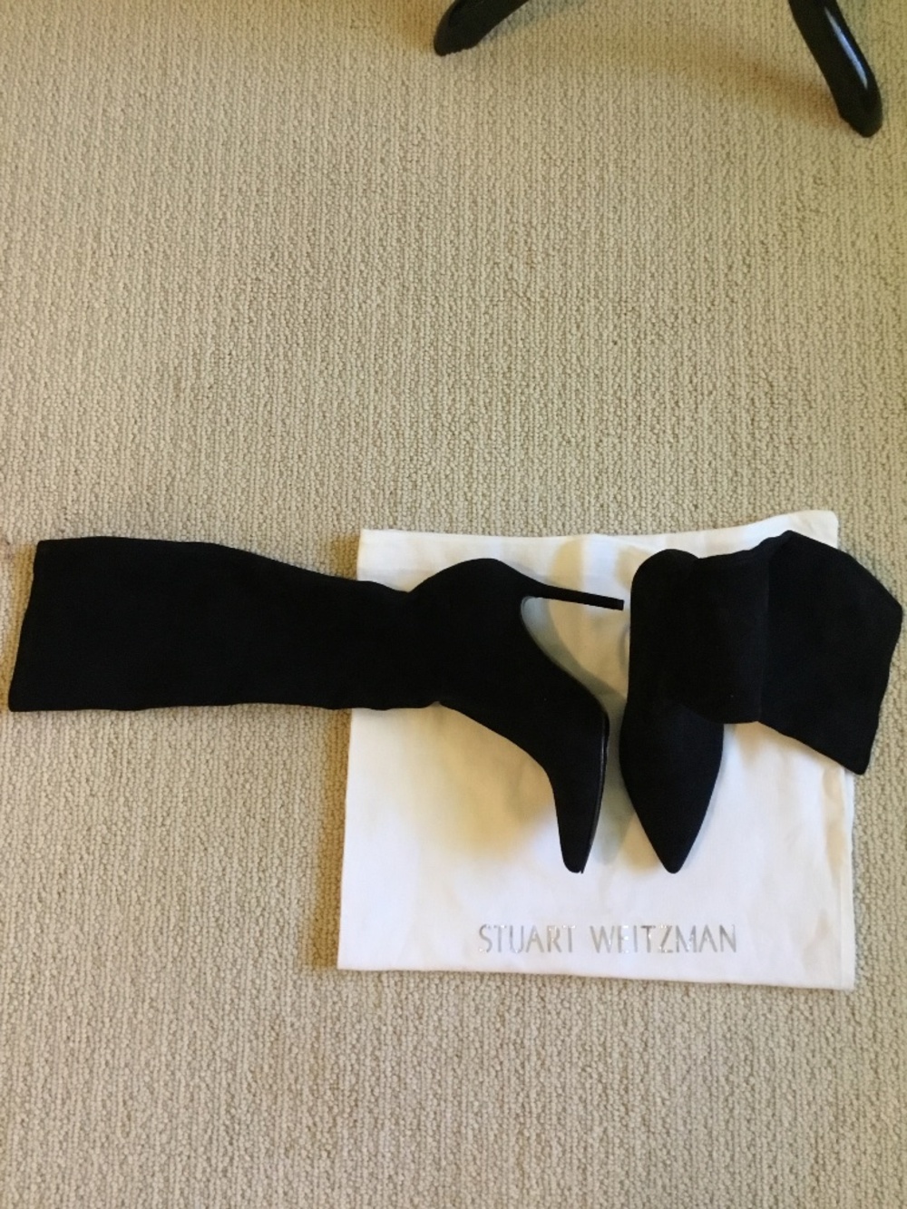 Stuart Weitzman Black Stretch Suede Sock Boots